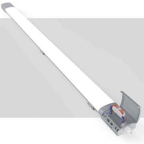 ANTENLICHT LED Feuchtraumleuchte 120CM mit 36W 3960Lumen Kaltlweiß 5000k, Einfache Montage und REIHENSCHALTUNG, Deckenleuchte Flach Wasserfest IP65 Werkstattlampe für Büro Keller Garage, Grau