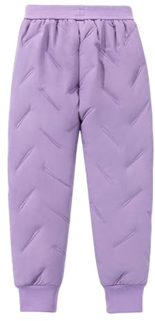 duxyoz Waterproof Trousers Kids - Hiking Pants for Boys Girls,Elastic Waist Padded Warm Softshell Outdoor Joggers Pants for Trekking Purple 10-11 Years