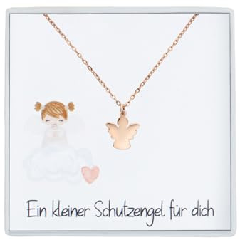 Wunderlinchen Halskette mit Schutzengel Anhänger Geschenk zur Taufe Kommunion Mädchen Junge Geburt Taufgeschenk