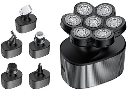 Rasoi per testa da uomo calvo – Rasoio elettrico rimovibile 7D rasoio rotante impermeabile IPX6 per uomo bagnato asciutto schermo a LED, rasoio ricaricabile per capelli/naso, spazzola per la pulizia