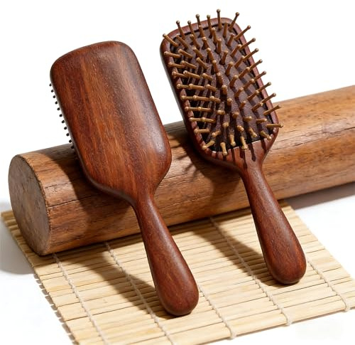 ILOVMUP - 1 PCS Hair Brush, Wooden Paddle Hairbrush, Massaging Scalp Brush, Eco Hairbrush to Detangle, Wooden Comb for Women, Men, Kid, Wet or Dry, Long or Short Thick or Thin Hair
