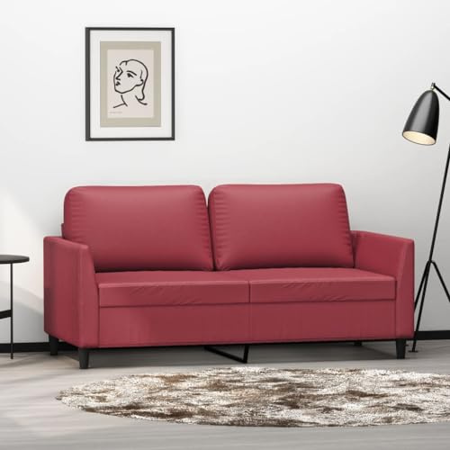 Frdhee Ecke Sofa Couchgarnitur Eckcouch,2 Sitzer Sofa Weinrot 140 cm Kunstleder,Couch Für Wohnungen Wohnzimmer