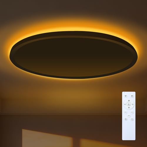 LED Deckenleuchte Flach Deckenlampe Flach Dimmbar mit Fernbedienung 3000K-6500K, 1800K Nachtlicht Amber Ceiling Lights Lampe für Schlafzimmer,Kinderzimmer,Wohnzimmer,Badezimmer (Rund - Nachtlicht)