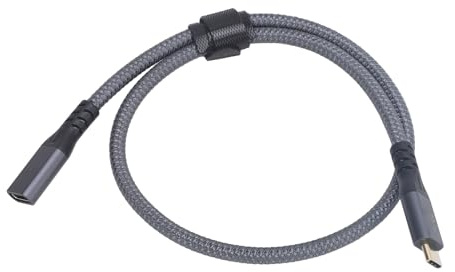 Cavo Prolunga USB C Ricarica Rapida 20 Gbps Trasferimento Video 4K 60 Hz per Telefono, Cavo Prolunga Maschio-femmina per Note 20 S21 S20 S10 Pro 4 XL, Nylon Metallico 1 Confezione (0,5 m/1,6