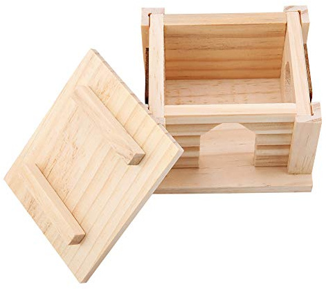 Hölzernes Hamsterhaus, Solide Kabine für Kleine Haustierspielzeuge, Abnehmbares Dach und Lüftungsfenster für Hamsterkäfig, Natürliches Holzmaterial, Anwendbar für Hamster