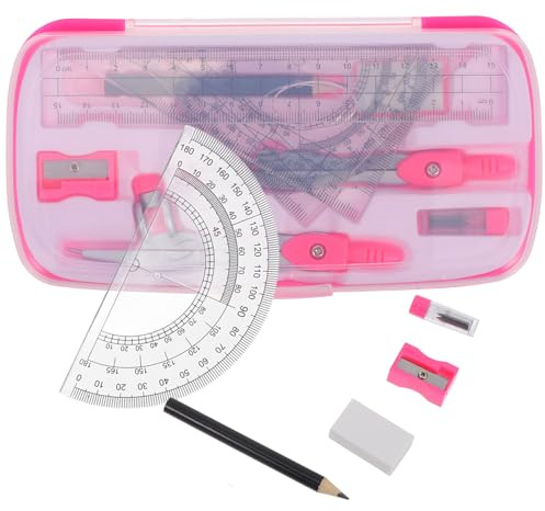TIDTALEO Set per Disegnare per Studenti Compasso, Goniometro e Righello in Plastica e Lega, Design Multifunzionale per Misurazioni Precise a Scuola