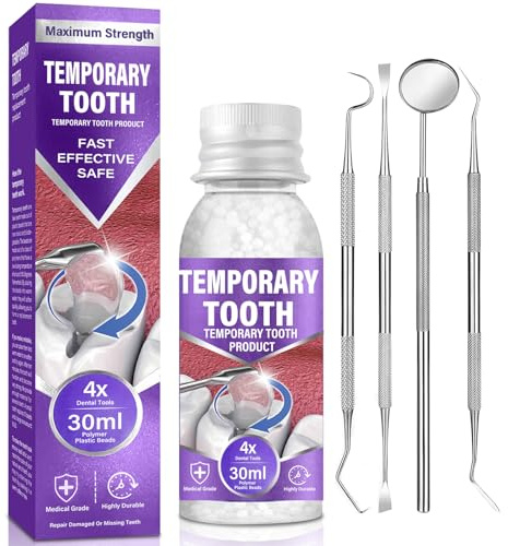 Zahnzement, Zahnreparaturset, Zahnfüllung Reparatur Set | Selber Machen Provisorische, Temporäre Zahnfüllung für Lücken, Abgebrochene & Fehlende Zähne, 1 Stück (Pack of 1)