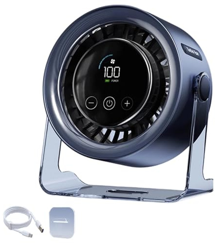 Desk Fan,2026 Desk Fan with Led Display Usb Powered Portable 100 Speeds, TEC Refrigeration + AI Cooling Core, 3-in-1 Portable Table Fan Quiet & Powerful, Long Lasting Battery (Gray)