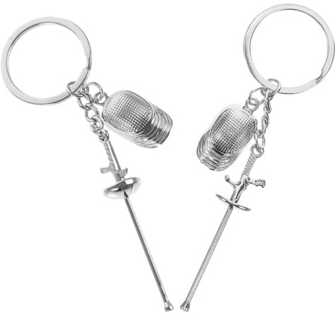 Happyyami Set de 2 Porte-clés Souvenir D'escrime en Alliage de Zinc Argenté, Accessoires Portables et Stylés pour Clubs et Amateurs de Sport