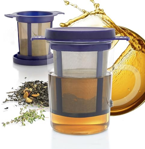 finum TEA GLASS SYSTEM 200 ml (8 Oz), Glas mit Dauerfilter (6 Schachteln)