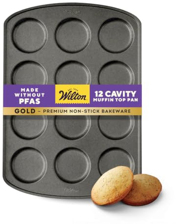 Wilton Gold Non-Stick Muffin Top Pan, Cold-Rolled Steel Bakeware, Made without PFAS, 11 x16 in, Packaging May Vary