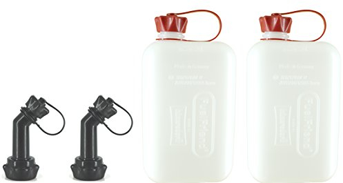 FuelFriend®-BIG CLEAR max. 2,0 Liter - Klein-Benzinkanister Mini-Reservekanister mit UN-Zulassung + verschließbares Auslaufrohr - im Doppelpack