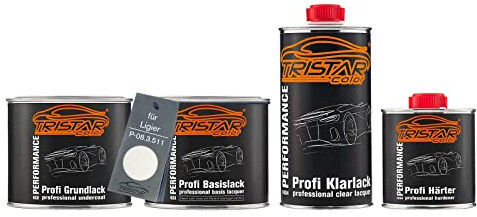 TRISTARcolor Autolack Dosen Set für Ligier P-08.3.511 Blanc Nacre 1,75L | Set aus Grundlack + Basislack + 2K Klarlack + Härter, Literware, spritzfertig