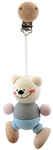 HESS SINCE 1990 - Anhänger Bär aus Holz, ab 3 Monaten, Kinderwagenkette zum Greifen, Sicherheitsclip, aus dem Erzgebirge