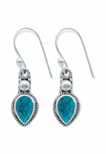 Ohrringe 925 Silber Türkis Edelstein Ohrhänger echt Silber Damen Sterling Silber Hänger Geschenk (MOH-144-15)