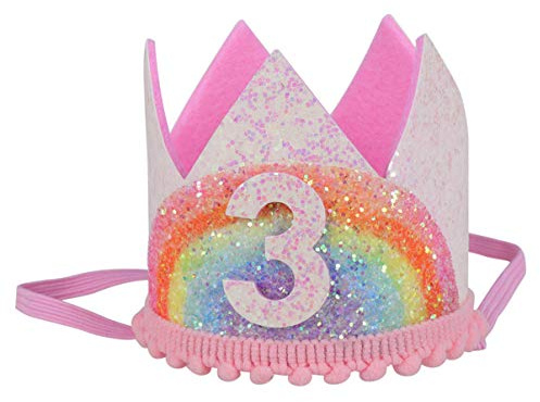 Amosfun Regenbogen Geburtstagskrone Haarband Für Kinder Weiches Stoffband Kronenkopfschmuck Ideal Für Babyparty Und Kindergeburtstagsfeier Fotorequisite