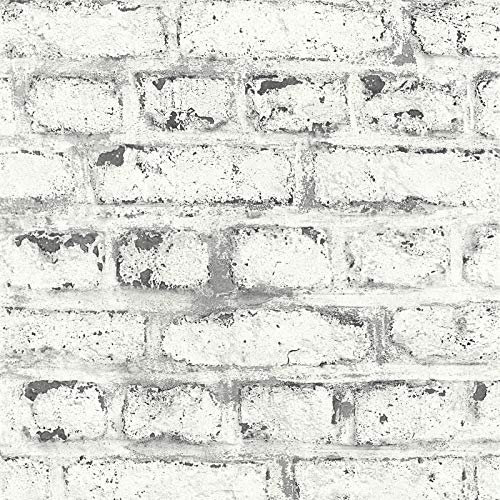 Papier peint vieille brique blanche style loft | Tapisserie effet pierres apparentes | Papiers peints modernes pour salon
