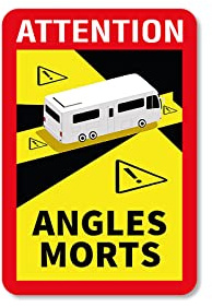 tradercat Angles Morts Klistermärke för husbil, lastbil, buss, klistermärke för Frankrike för döda vinkeln, varningsskylt 25 x 17 cm, självhäftande och hållbar (set om 3 husbil)