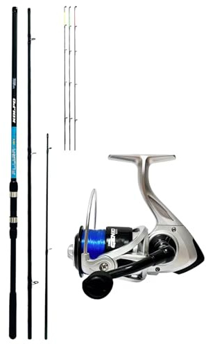 kolpo combo da pesca feeder con canna e tre vettini intercambiabili + mulinello e filo