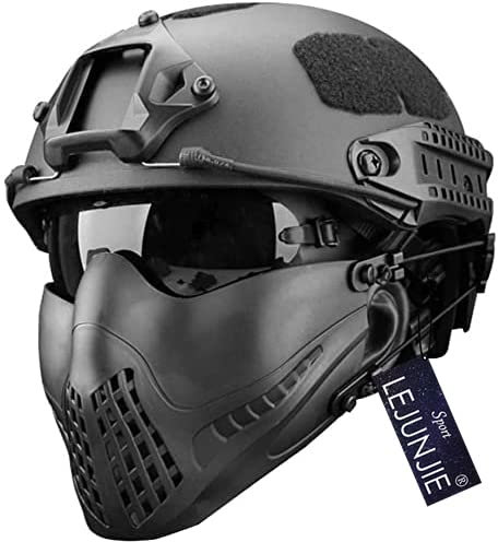 Casque Rapide Tactique MH, Demi-Masque en Maille Airsoft et Lunettes de Protection Anti-UV