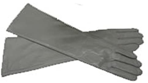 Damen-Handschuhe aus Schaffell, Leder, lange Handschuhe, Grau 9 8