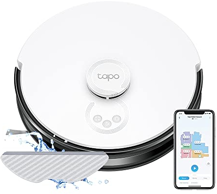 Tapo TP-Link RV30 Saug-& Wischroboter, LiDAR-Navigationsroboter Staubsauger & Mop, 4200Pa Saugkraft, 3h Dauerreinigung, 300 ml wassertank, Flexibler Reinigungsplan, Deutsche Stimme unterstützen
