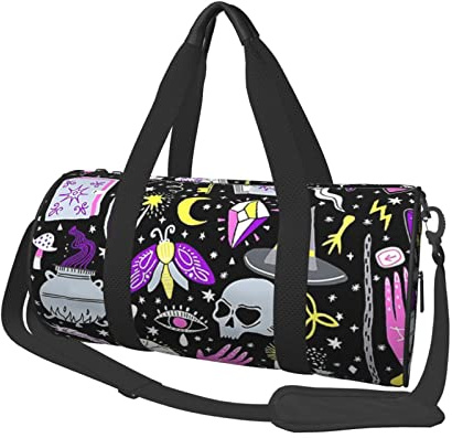 Runde Reisetasche, magische Hexe, Hexerei, Bohemian-Zeichnung, Turnbeutel für Männer und Frauen, Seesack, Sporttasche, Einheitsgröße