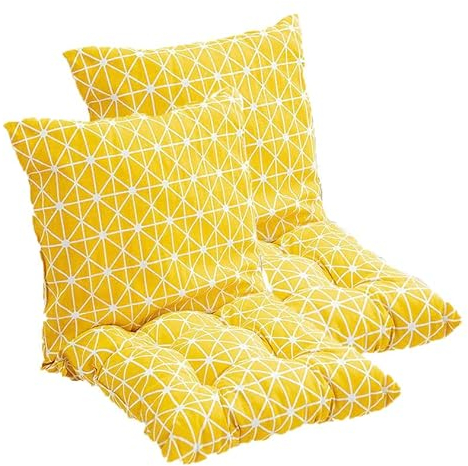 JTBDWOSK 2 Stück Stuhlkissen mit Rückenteil Sitz, Rückenkissen mit Bänder, Niedriglehner Auflage Polsterauflage Gartenstuhl (40X80cm),3