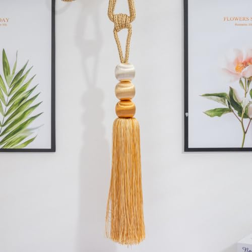 qbodp 2 Stück Lange Vorhang Raffhalter Mit Quasten, Handgefertigte Seil-Raffhalter Für Vorhänge, Elegante Dekorative Vorhanghalter, Vorhang-Krawatten, Dekoratives Seil