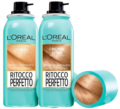 L'Oréal Paris Retuschieren Perfektes Sofort-Spray für weißes Haar, vorübergehende Abdeckung der Wurzeln für bis zu 25 Anwendungen, Farbe I Blond + Retuschierspray Perfektes Spray für dunkle Blonds – 2