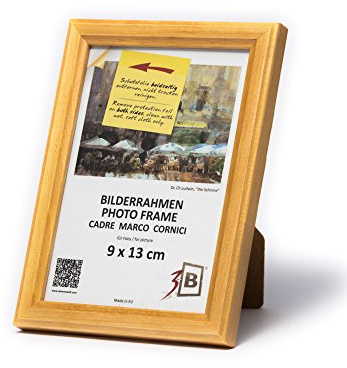 3-B Bilderrahmen JENA - Natur - 9x13 cm - Holzrahmen, Fotorahmen, Portraitrahmen mit Acrylglas