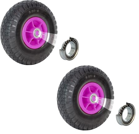 TRUTZHOLM 2X Sackkarrenrad 260x85 mm 3.00-4 Bollerwagenrad, Luftrad, Ersatzrad, Nabenlänge 60 mm versetzt 4-lagiges Gewebe 4PR