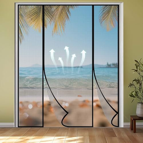 Aimantée Moustiquaires Porte Fenetre anti Déchirure Baie Vitree pour Entree Balcon Exterieur 220×300cm