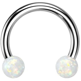 Paula & Fritz® UNIVERSAL Hufeisen Silber Synthetischer Opal Chirurgenstahl 316L Circular Barbell Septum-Piercing Nasen-Ring Augenbraue-n Ohr-Piercing
