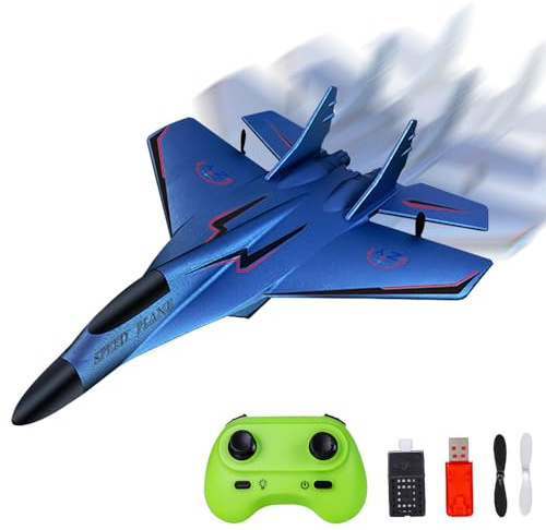 CLIUNT RC Plane, 2.4GHz Remote Control Airplane, Remote Control Wireless Airplane Toy Easy to Fly for Beginners Kids Boys Girls（Blue）