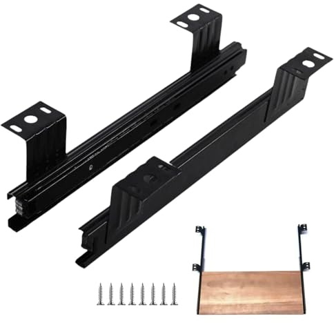 Keyboard Shelf Runners - Heavy Duty Ball Bearing Slides for Sliding Under Desk Keyboard Tray - Telescopic Guide Rail Detachable