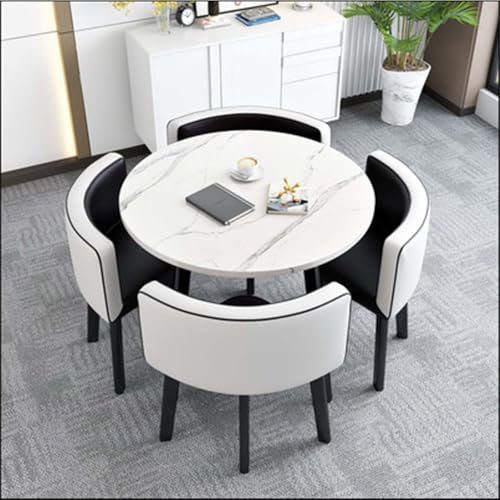 Generisch Runder Quadratischer Esstisch mit 4 Stühlen Küchentisch mit Stühlen Bartisch Barhocker Set Esstisch Modern Besprechungstisch Essgruppe Bank für Küchen,037,80cm/31.5in