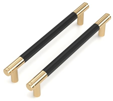 LONTAN 2 Pack Black Kitchen Cupboard Handles 160mm Black Cupboard Handles Aluminum Alloy Drawer Pulls for Wardrobe Cabinet Bathroom Drawer