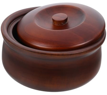 PRETYZOOM Cuenco De Madera Maciza Con Tapa Para Comida Ensaladera De Madera Natural Cuenco Decorativo Para Sala De Estar o Cocina