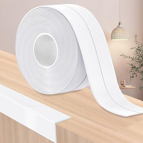 YushengTai Plinthe Adhesive,Blanc 12 M Plinthe Souple Autoadhésive 30 x 30 mm, Corniere pvc Convient pour la Cuisine et la Salle de Bain (Blanc)