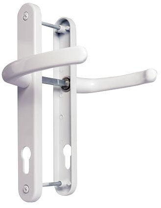 TSS 92mm UPVC Door Handle with 210mm Centre Screw on Backplate 242x34 White