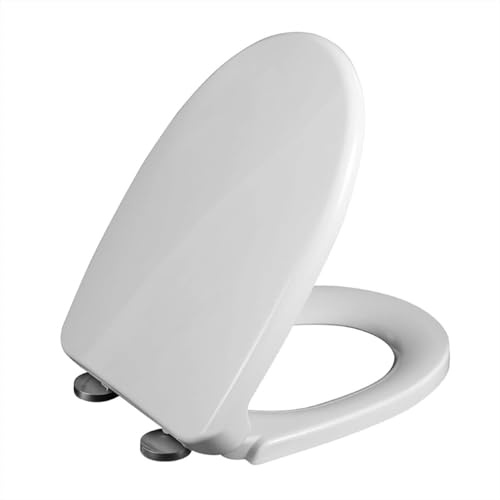 Wttfc Wc Sitz Aus Kunststoff,Toilettenbrille Mit Absenkautomatik,Top-Befestigung,Klodeckel D-Form Mit Quick Release Funktion, Toilettendeckel Verstellbaren Scharnieren,8014 V