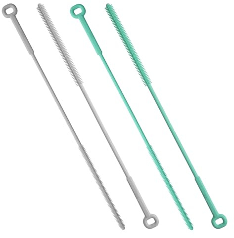 JINGIHE 4 Stück Silikon Strohhalme Bürste, 25cm Extra Lange Wiederverwendbar Schlauchbürste Rohrbürste, Trinkhalm Reinigungsbürste Milchschlauchbürste für Metall Strohhalme Glas (6mm +8mm)