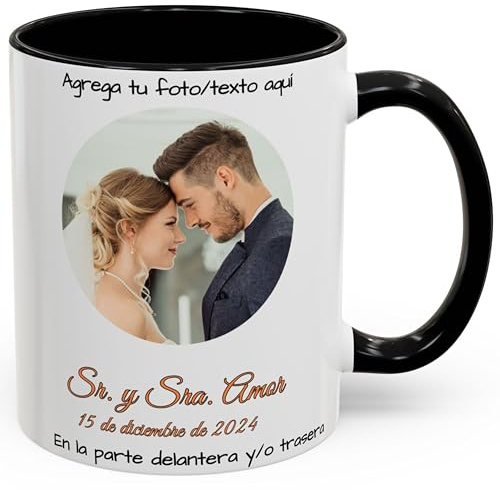 Taza personalizada con imagen o texto de tus cargas, taza personalizada, taza de cerámica apta para microondas y lavavajillas, 325 ml