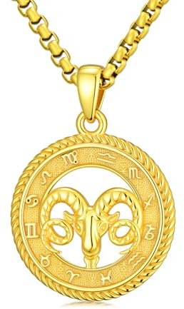 PARYFO 12 Sternzeichen Anhänger Halskette 925 Sterling Silber Oxidiert/Gold Anhänger Sternzeichen Kette Astrologie Schmuck Geburtstag Geschenke für Männer Frauen, mit Edelstahlkette