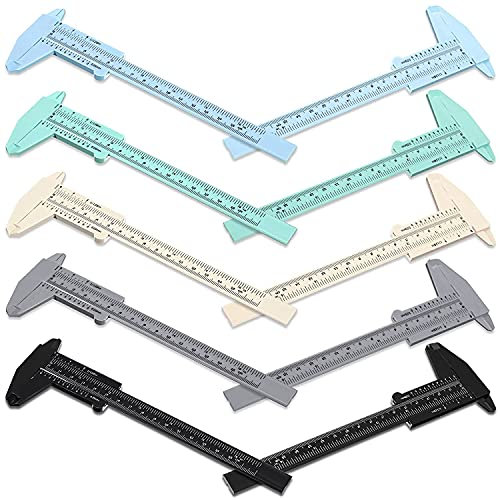Krytavo 10 Pezzi 150 Mm Mini Calibro di Plastica Calibro un Corsoio Calibro un Doppia Scala Strumento di Misurazione con Calibro Scorrevole per Ufficio Studente 5 Colori