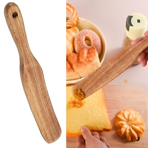 Wood Skinny Spurtle, Skinny Spurtle for Sourdough Starter, Dough Whisk for Sourdough Starter Wood Bread Spatula for Cooking Spreading Baking