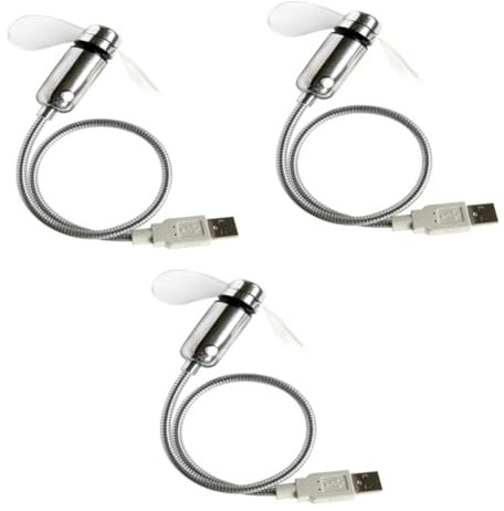 NUOBESTY 3 Pièces ventilateur rechargeable USB ventilateur d'horloge LED USB numérique Lumineux afficher d'affichage en temps réel mini- LED Tuyau métallique blanche