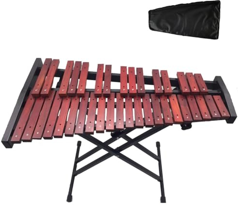 HDYNUZ Professionelles Glockenspiel-Xylophon aus Holz, 37-Noten-Xylophon mit verstellbarem Ständer und Gigbag, Percussion-Musikinstrument-Set für Erwachsene