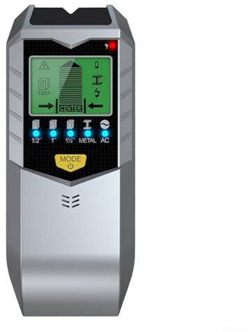 Détecteur mural multifonction 5 en 1 pour une détection précise du métal, du bois et des câbles sous tension derrière les murs (jaune noir)